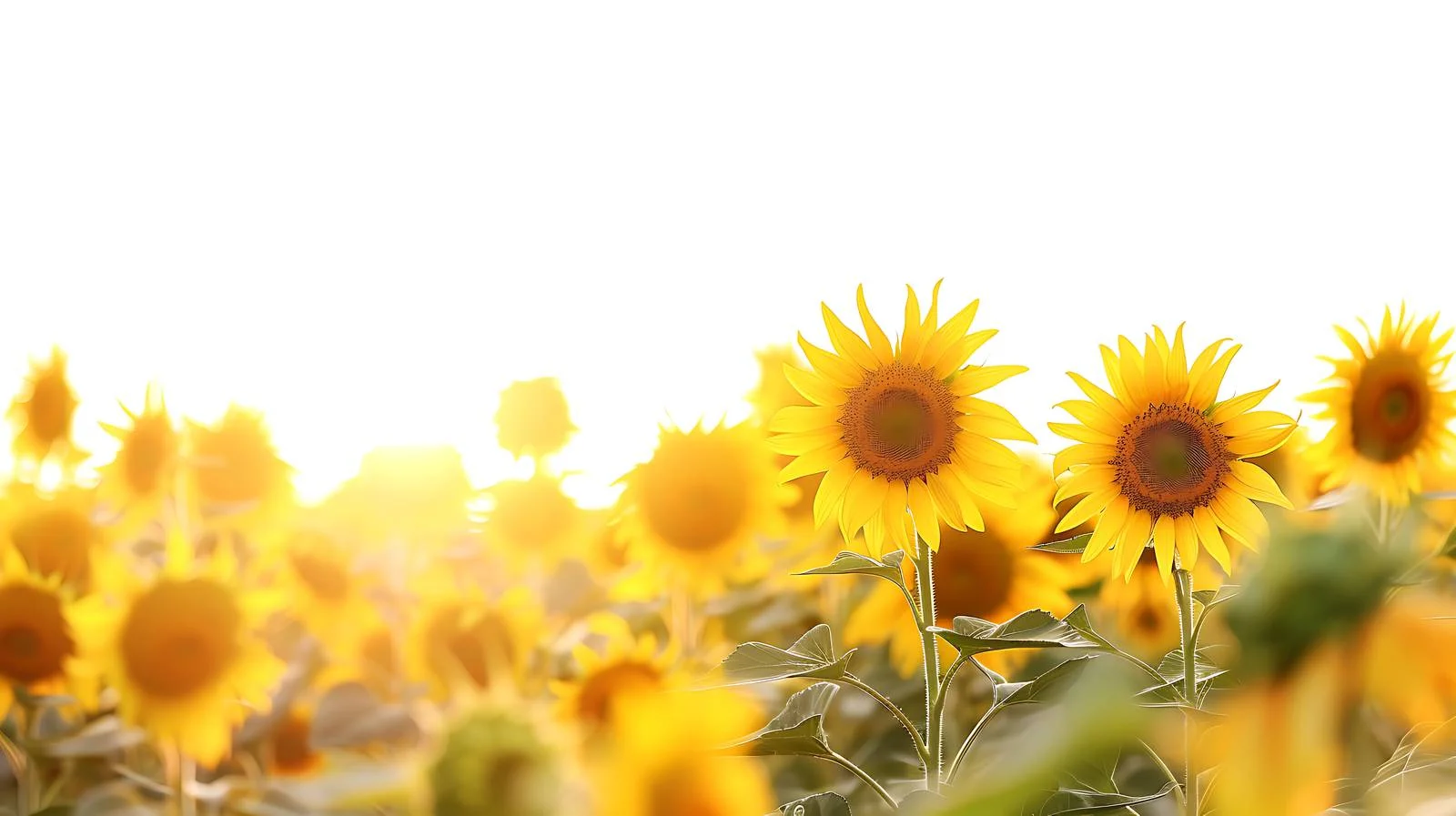 Vibrant sunset above sunflower field — free download from Dotvec