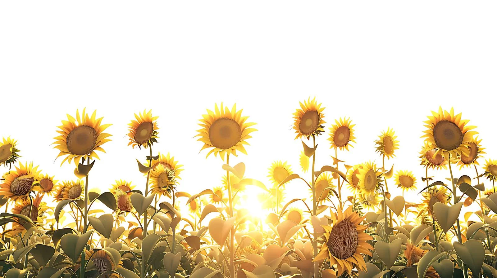 Golden hour over sunflower field solitariness — free download from Dotvec
