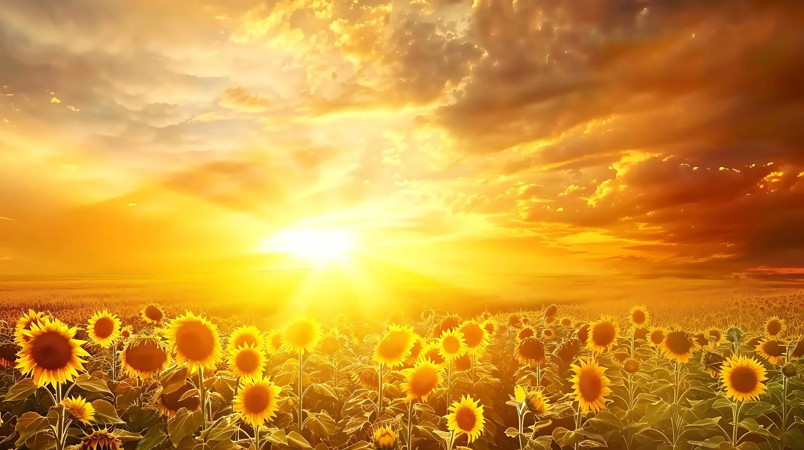 Vibrant Sunset Above Sunflower Field — free download from Dotvec