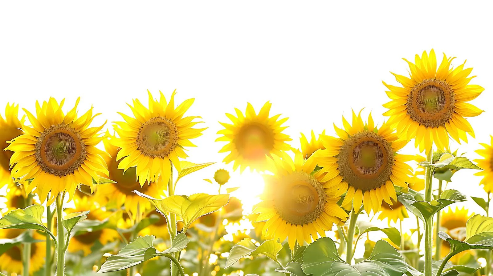 Vibrant sunset above sunflower field — free download from Dotvec