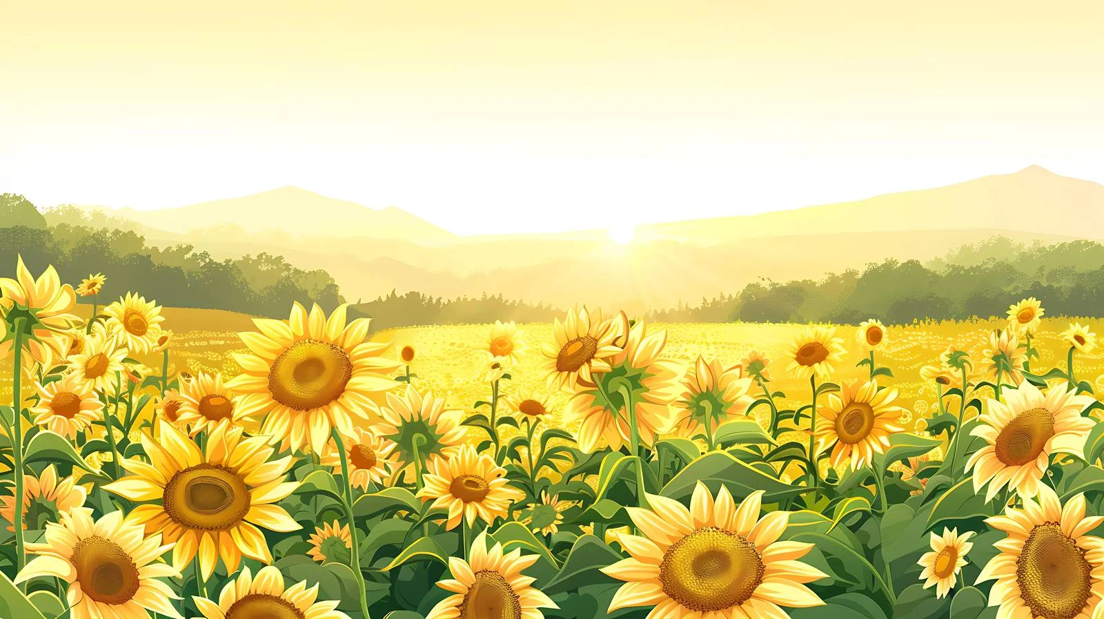 Vibrant sunset above sunflower field — free download from Dotvec