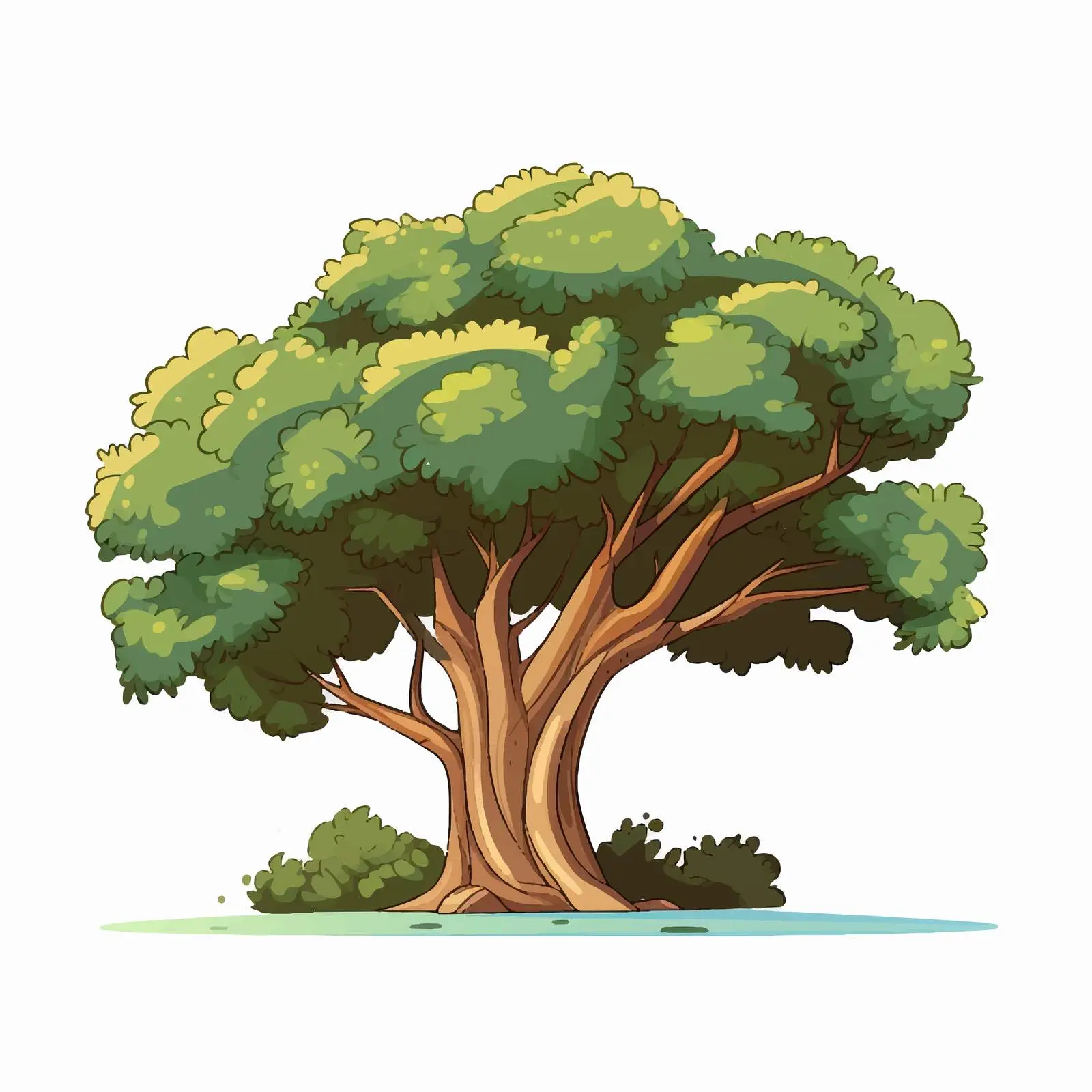 Beautiful Cartoon Tree Park Vector Illustration — free download from Dotvec