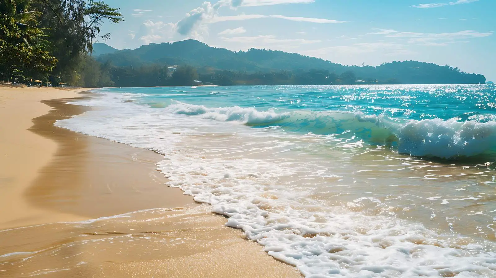 Scenic Tropical Beach with White Sand and Blue Sea – free viewpoint image from Dotvec
