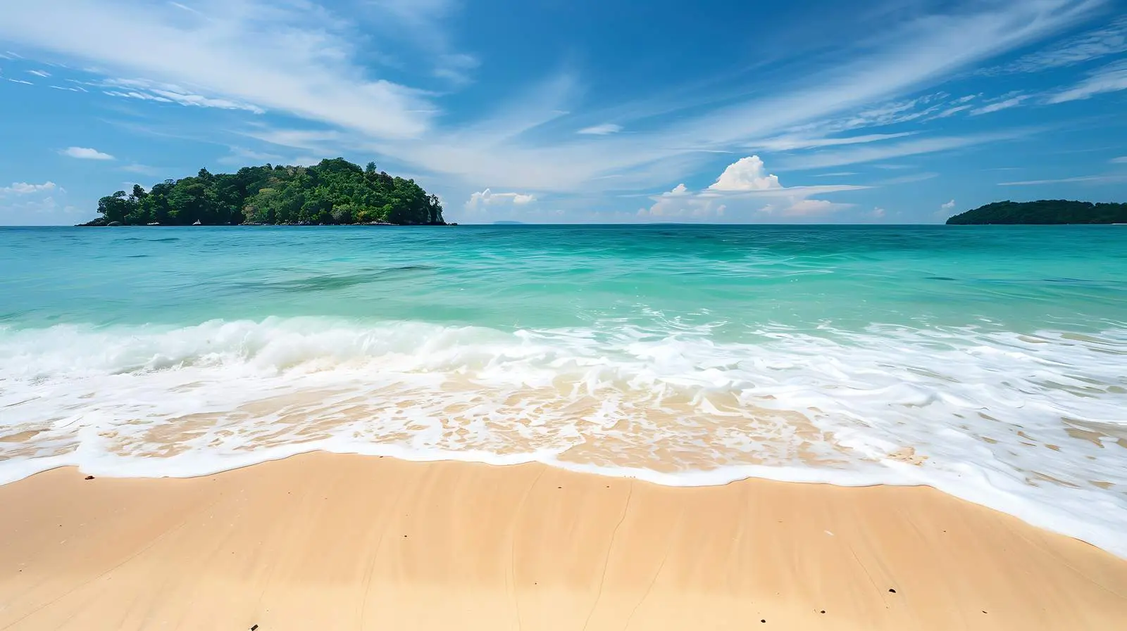 Tropical Beach with White Sand and Blue Sea View — free download from Dotvec