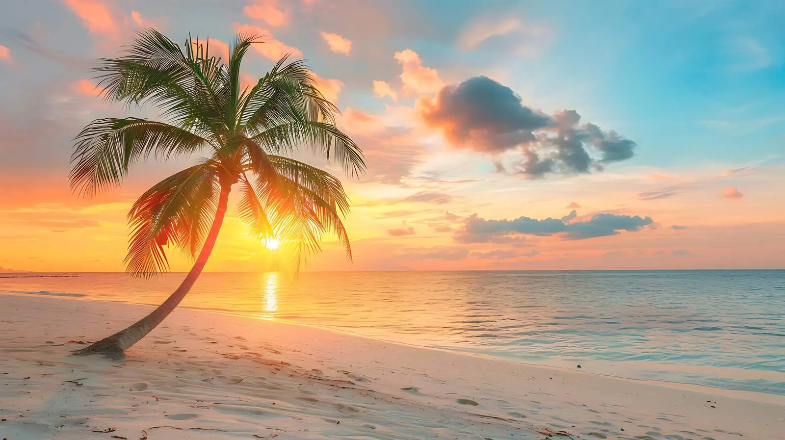 Palm Tree on Serene Beach Oasis — free download from Dotvec