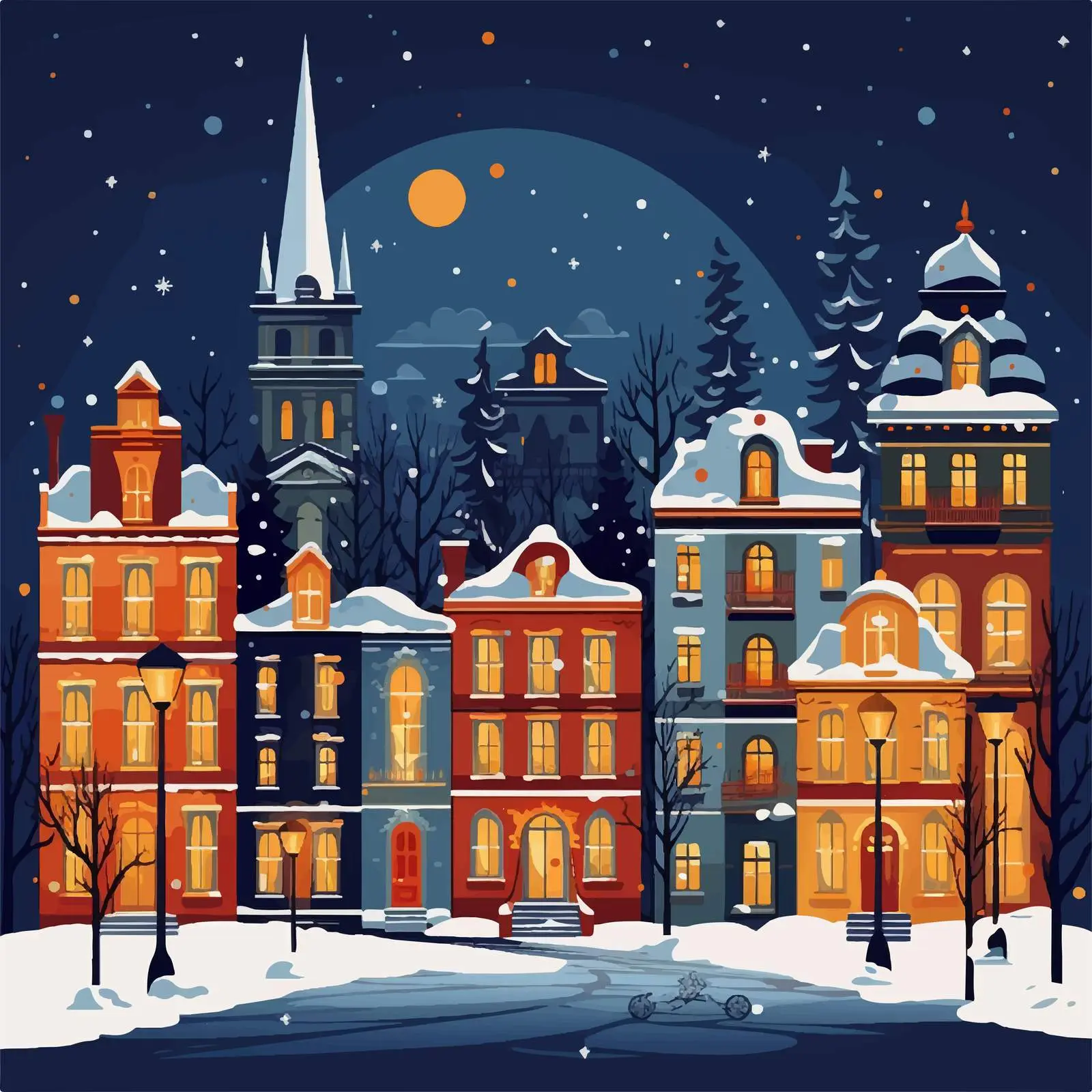 Colorful Antique Urban Landscape Illustration — free download from Dotvec