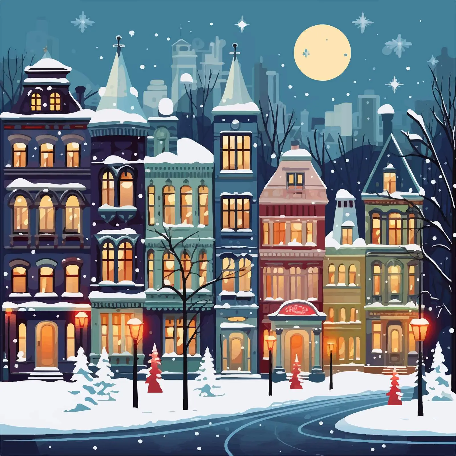 Colorful Antique Urban Landscape Vector Art — free download from Dotvec