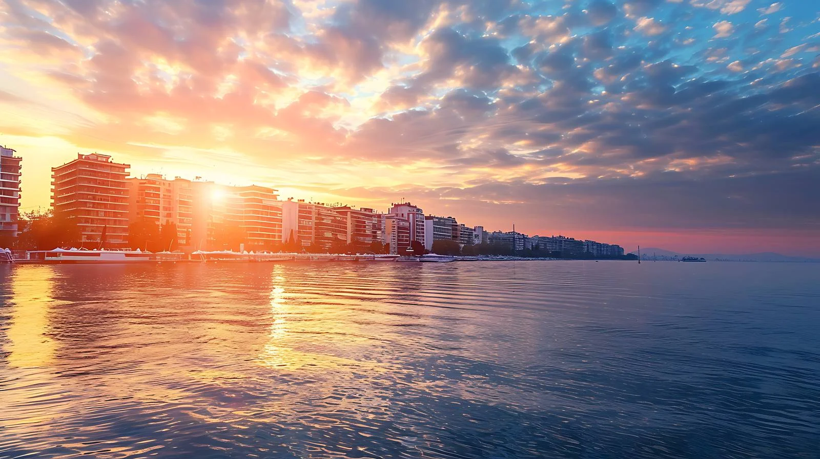 Scenic City Sunrise in Thessaloniki — free download from Dotvec
