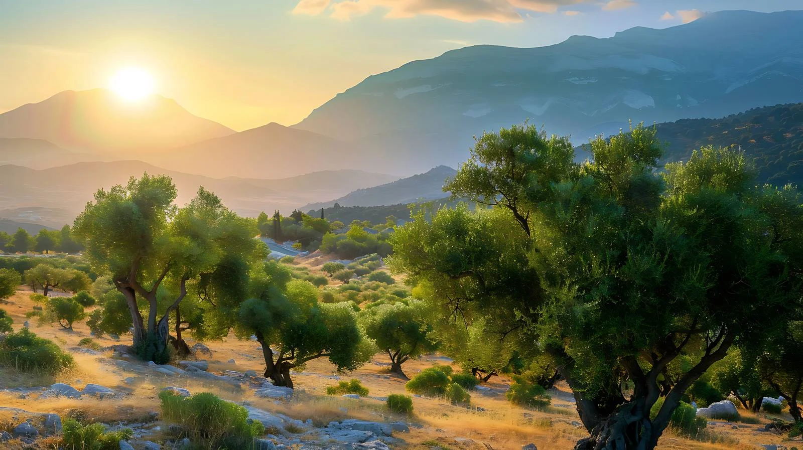 Tranquil Olive Tree Mountain Landscape — free download from Dotvec