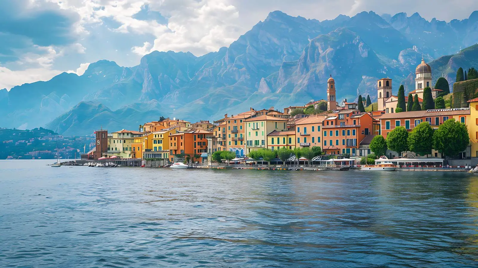 Scenic View of Historic Town by Lake Como – free building image from Dotvec