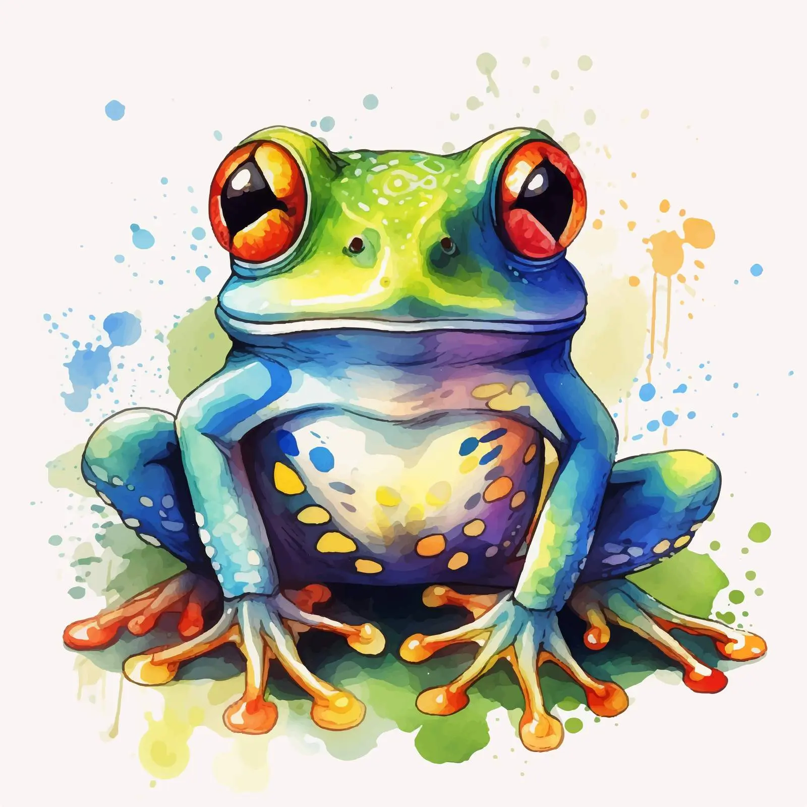 Watercolor Frog Doodle Style Tattoo Illustration — free download from Dotvec