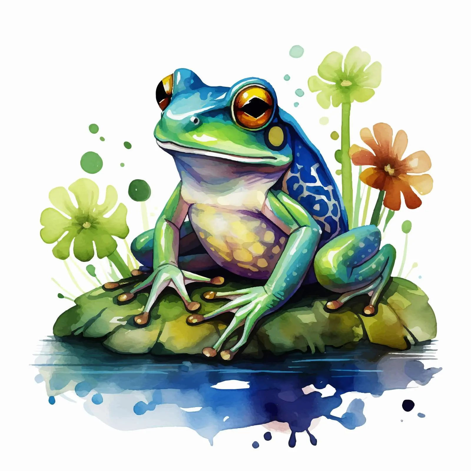 Watercolor Frog Illustration in Doodle Style — free download from Dotvec