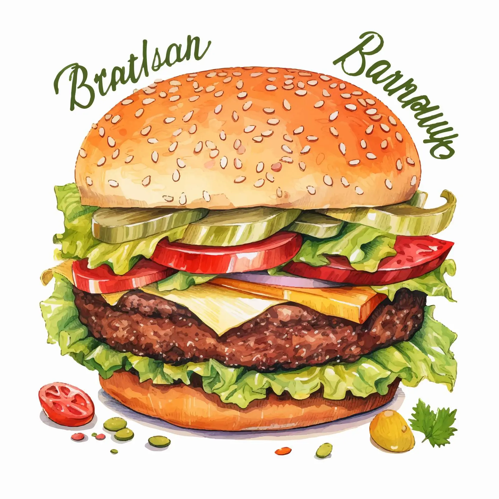 Watercolor Hamburger Advertisement Design — free download from Dotvec