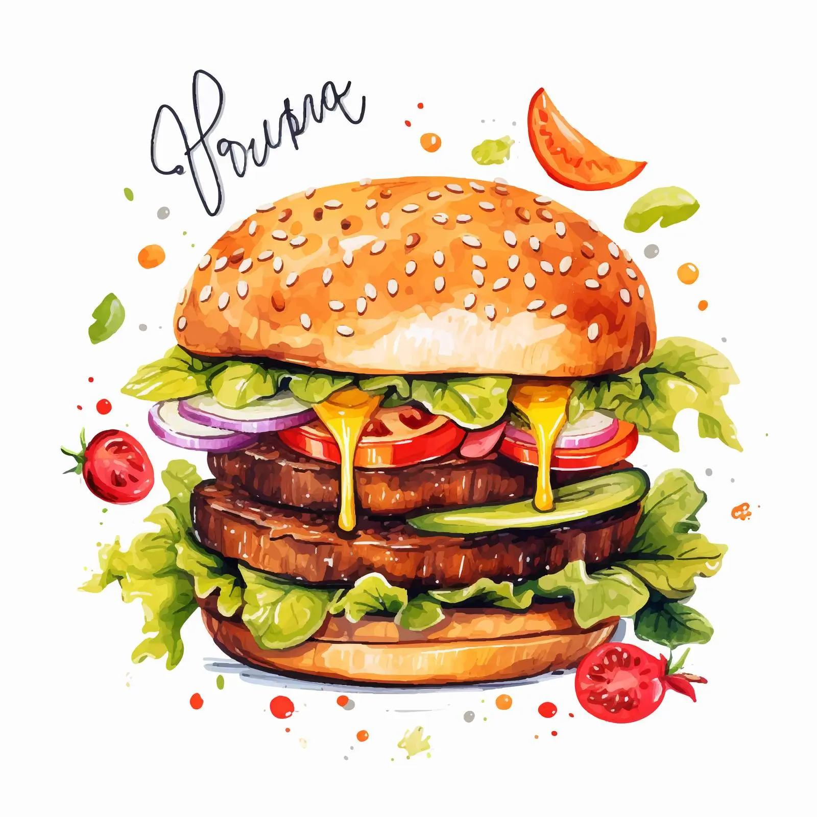 Watercolor Hamburger Advertisement Design — free download from Dotvec