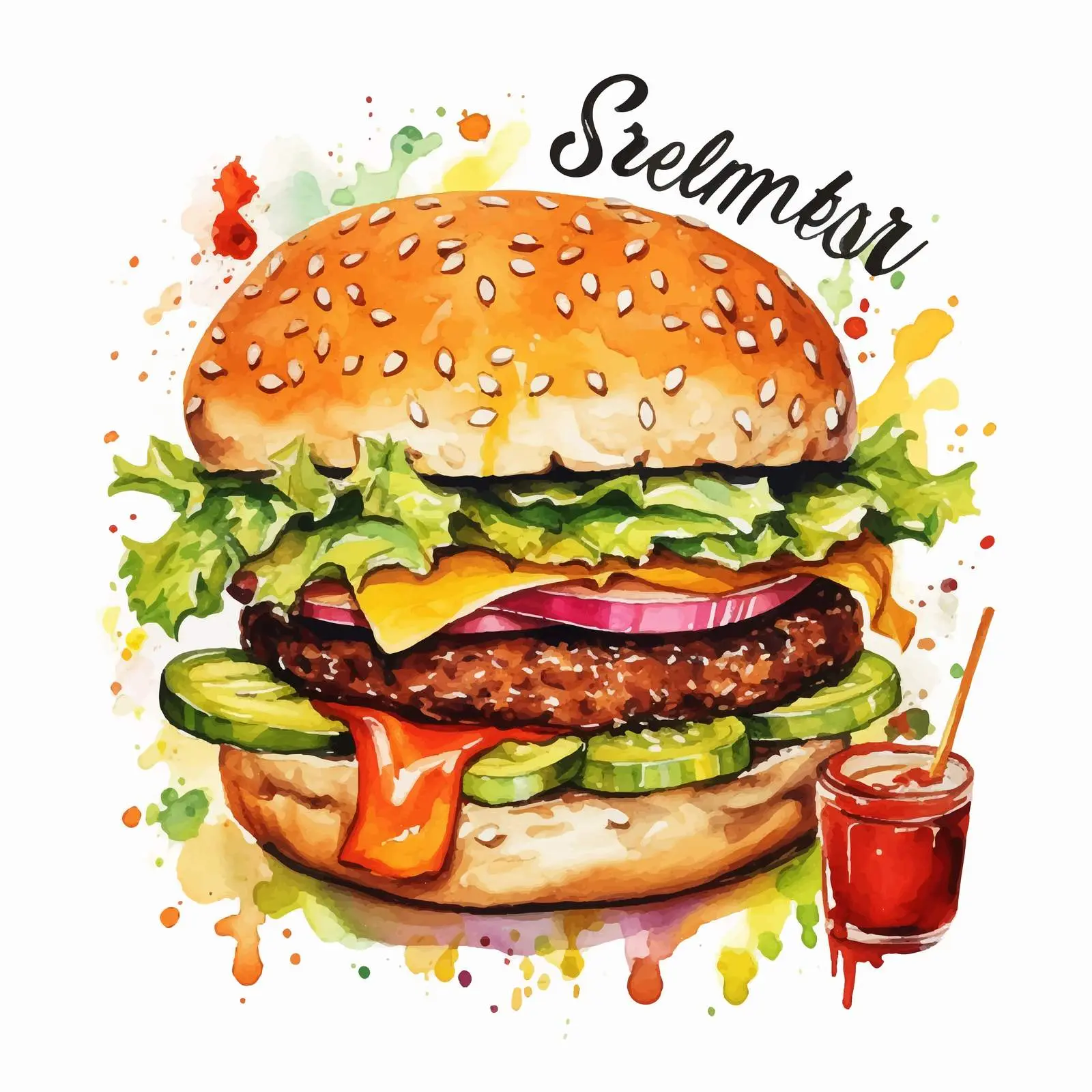 Watercolor Hamburger Advertisement Vector Design — free download from Dotvec