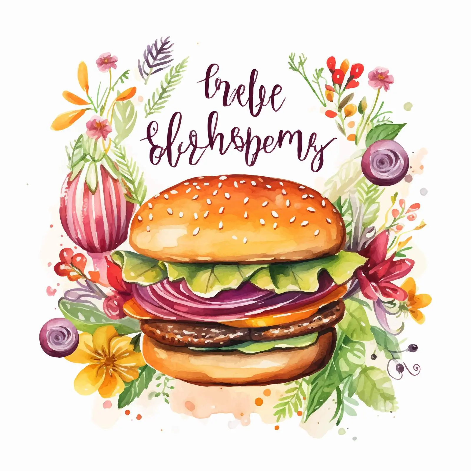 Beautiful Watercolor Hamburger Advertisement Design — free download from Dotvec