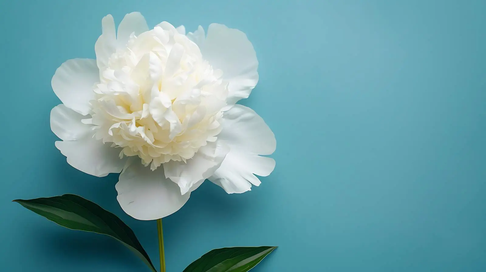 White Peony Flower on Blue Background Flat Lay — free download from Dotvec