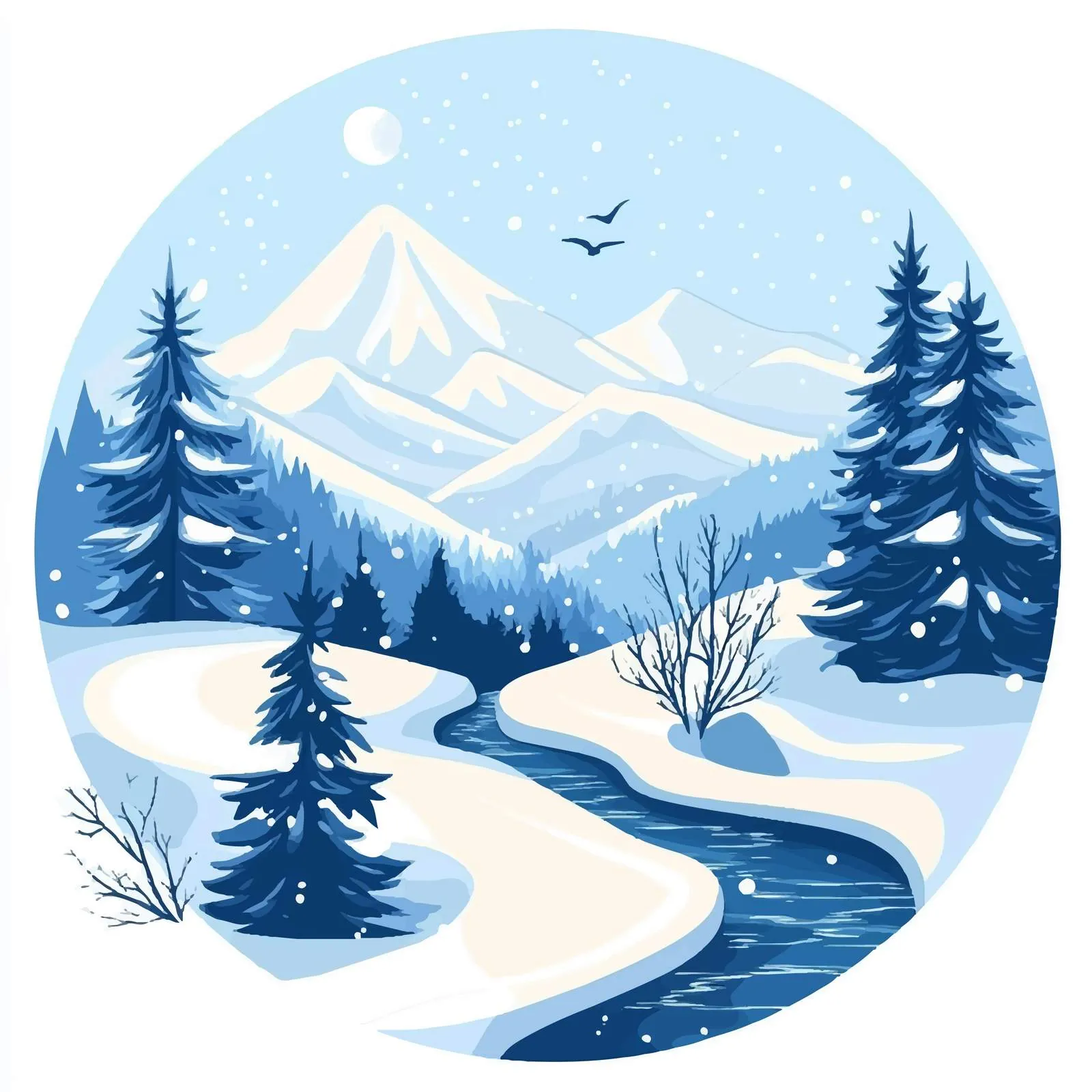 Stunning Winter Landscape Centered Composition — free download from Dotvec