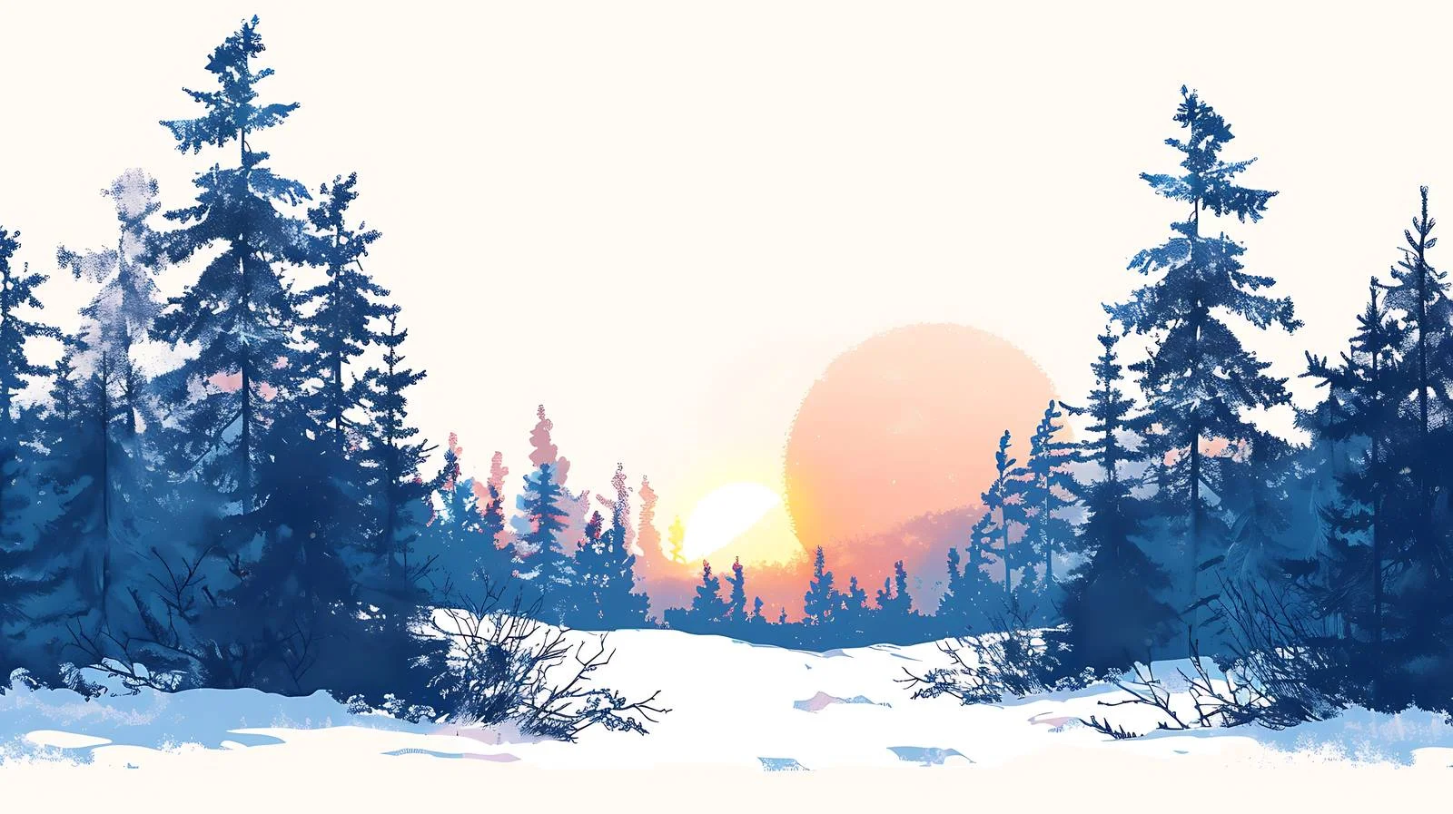 Serene winter sunrise over secluded woodland — free download from Dotvec