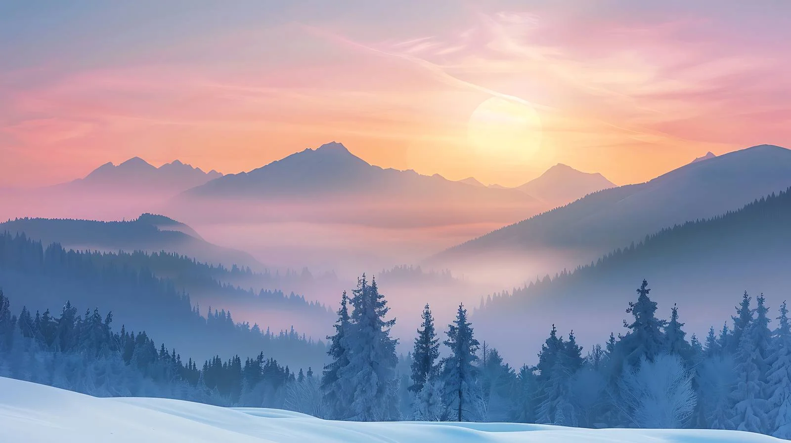 Majestic Winter Mountain Sunset Solitude — free download from Dotvec