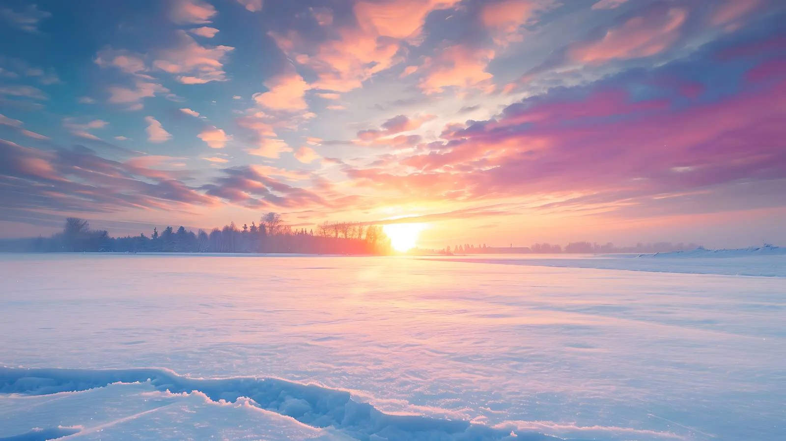 Vibrant Winter Sunset with Colorful Sky — free download from Dotvec