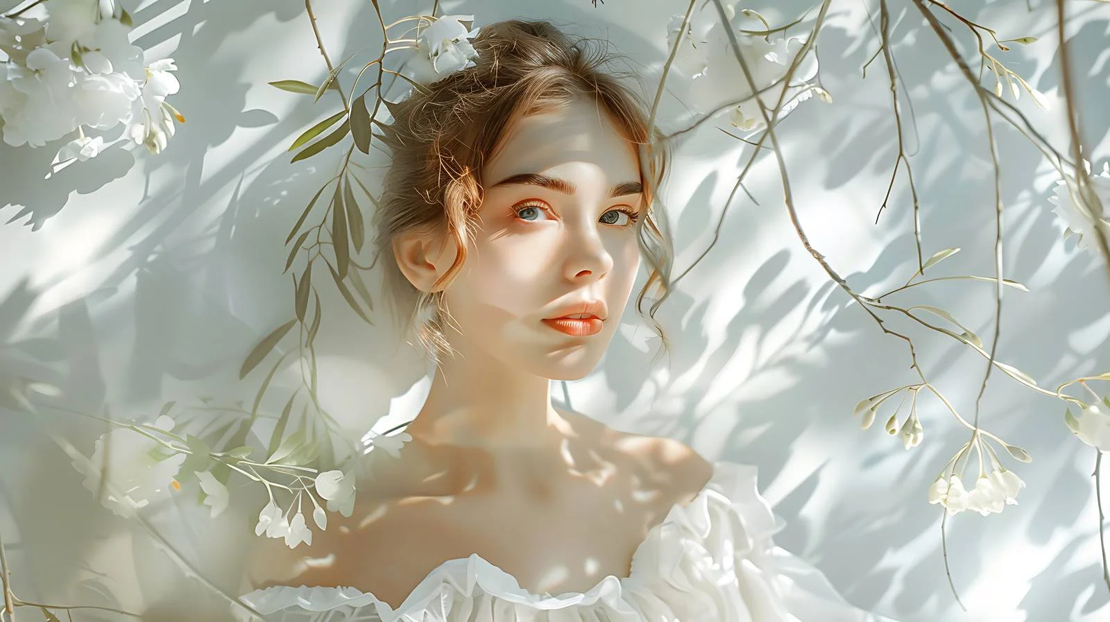 Elegant Woman White Dress Posing Nature — free download from Dotvec