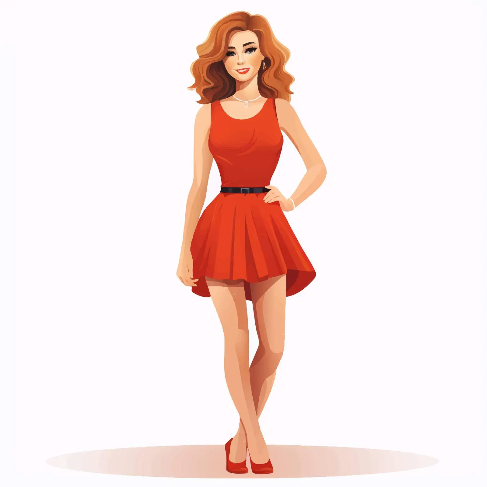 Smiling Woman in Mini Dress Vector Art — free download from Dotvec