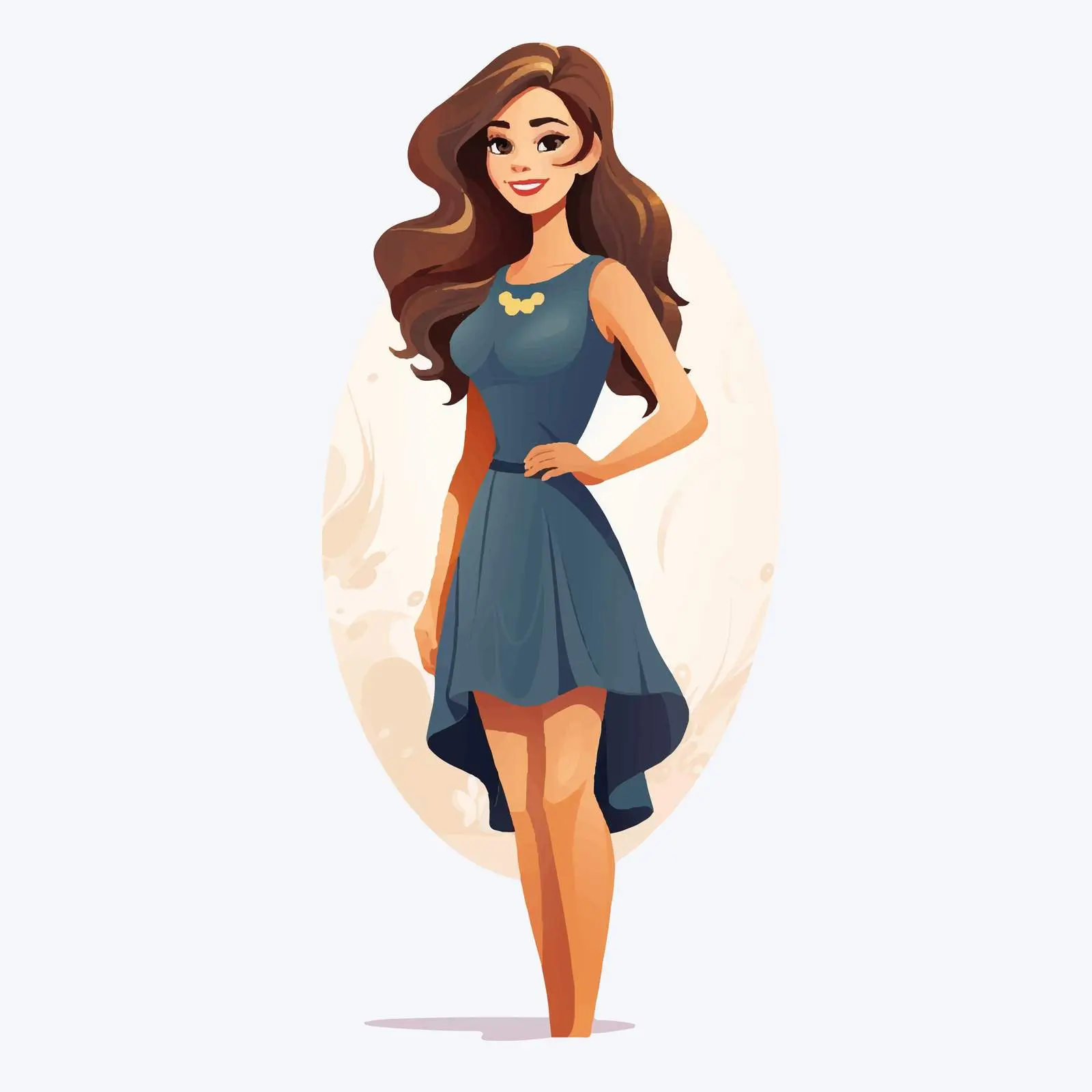 Smiling Woman in Mini Dress Illustration – free youthful fashion image from Dotvec