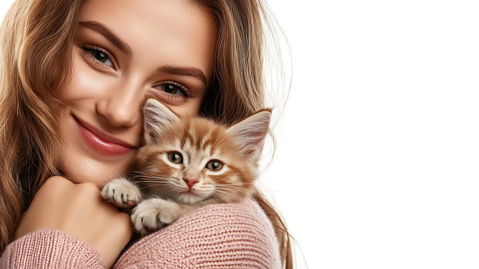 Woman Cuddling Kitten in Arms — free download from Dotvec