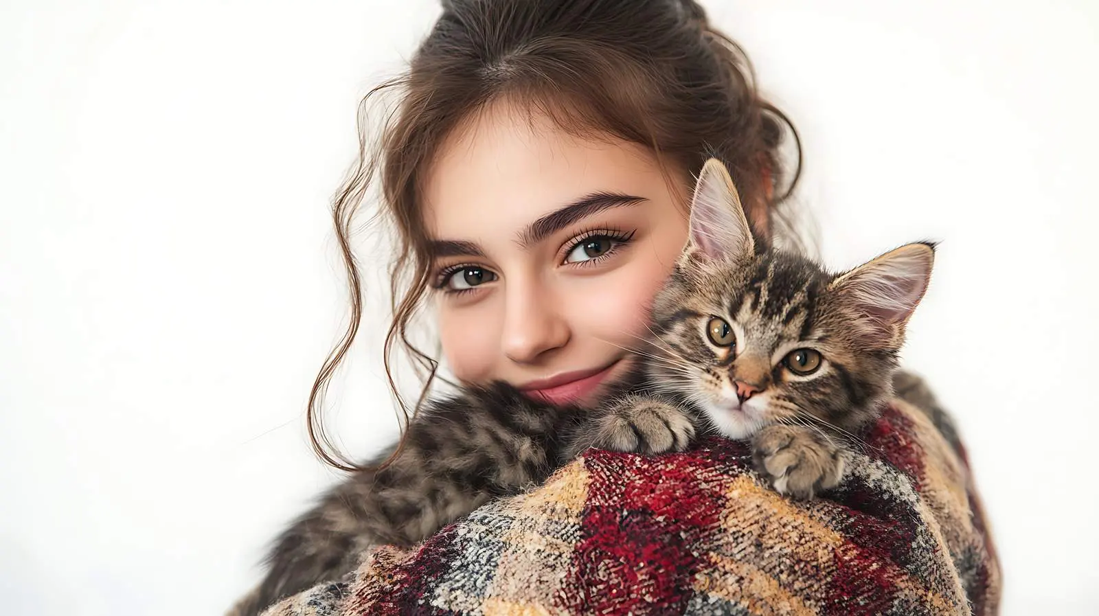 Woman Holding Cute Kitten in Her Arms — free download from Dotvec