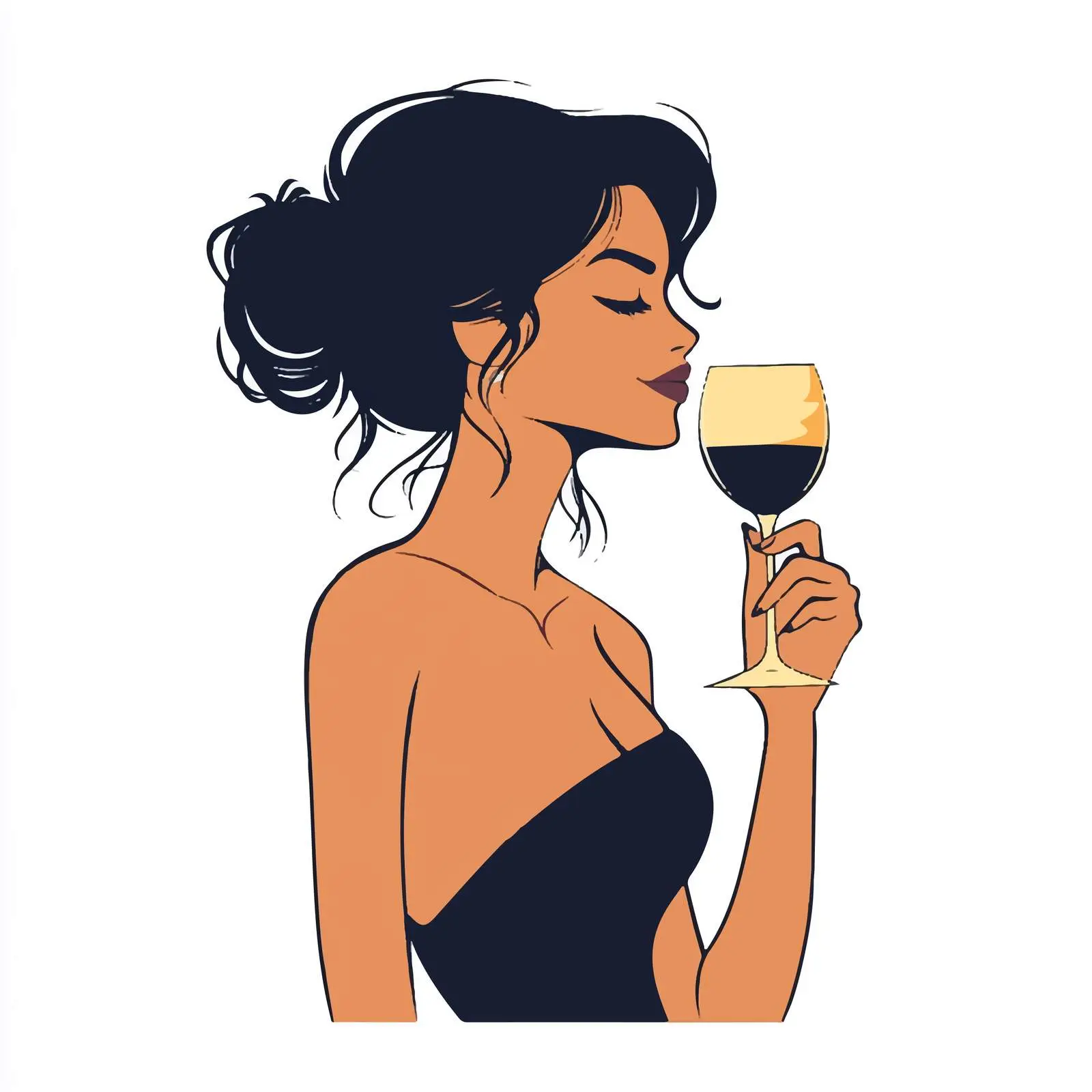 Elegant Woman Silhouette with Wine — free download from Dotvec
