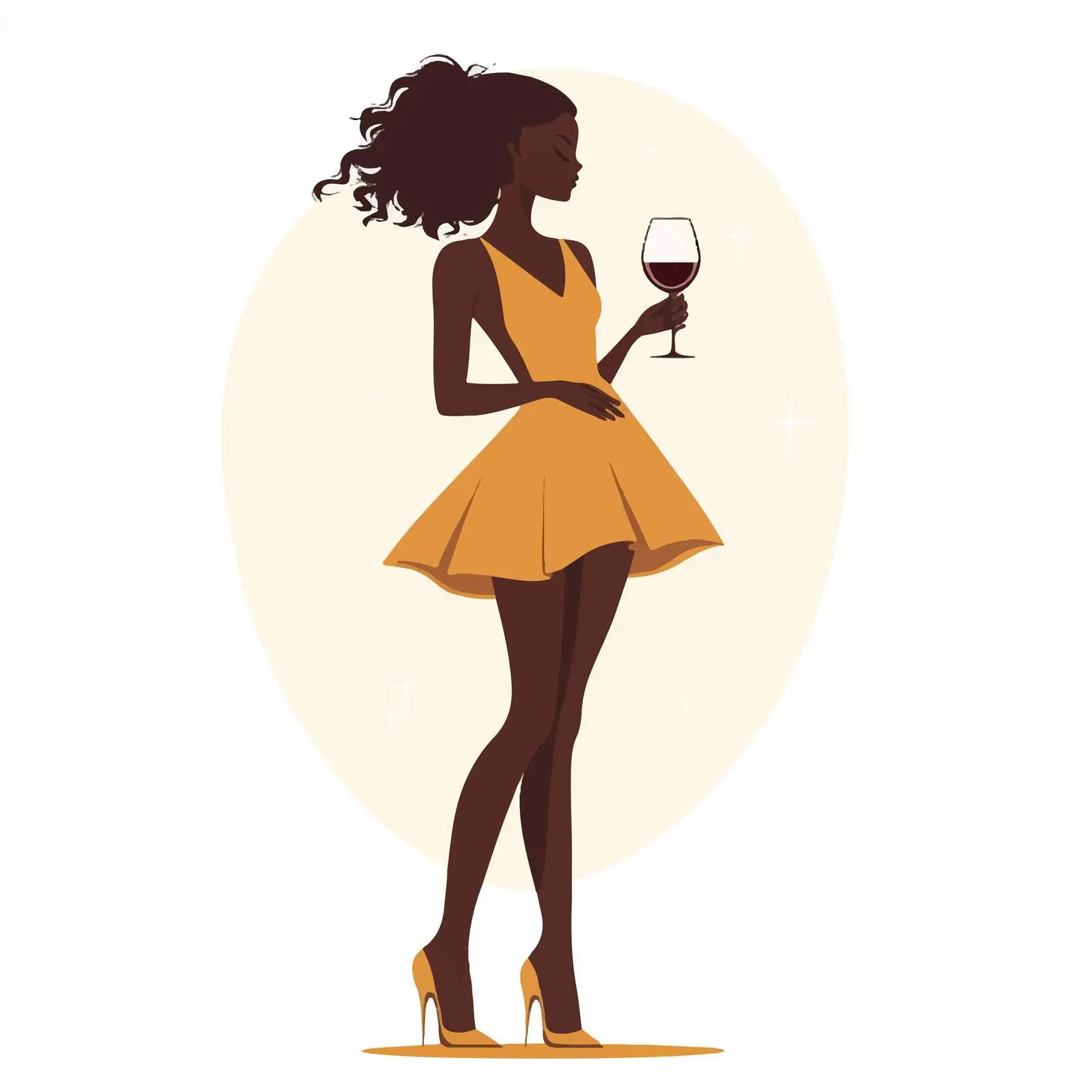 Silhouette of Woman with Wine Glass — free download from Dotvec