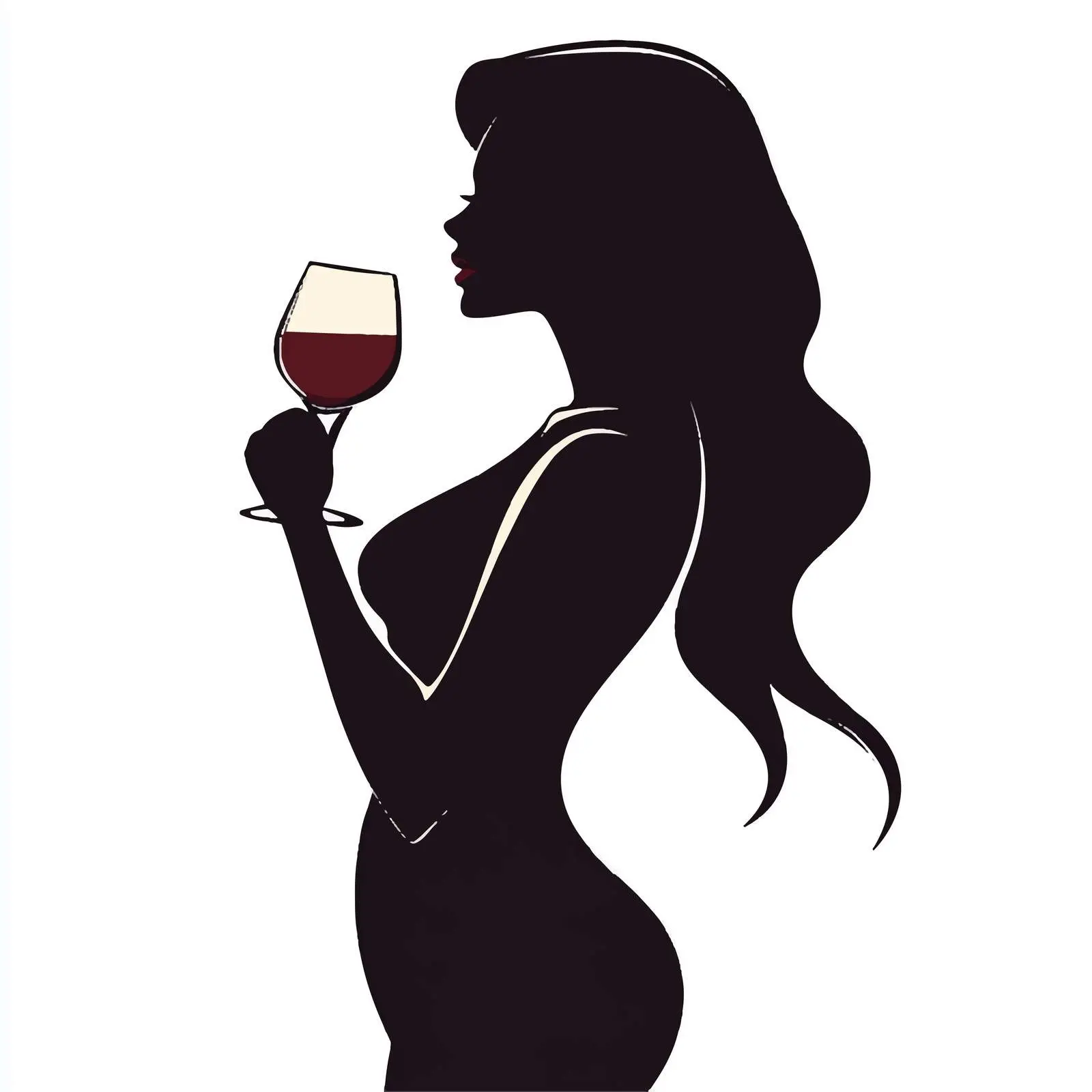 Elegant Woman Silhouette with Wine — free download from Dotvec
