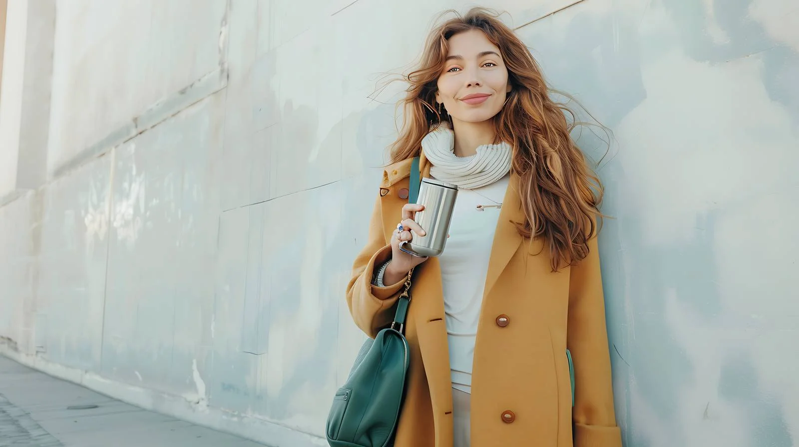 Stylish Woman with Purse and Thermos — free download from Dotvec