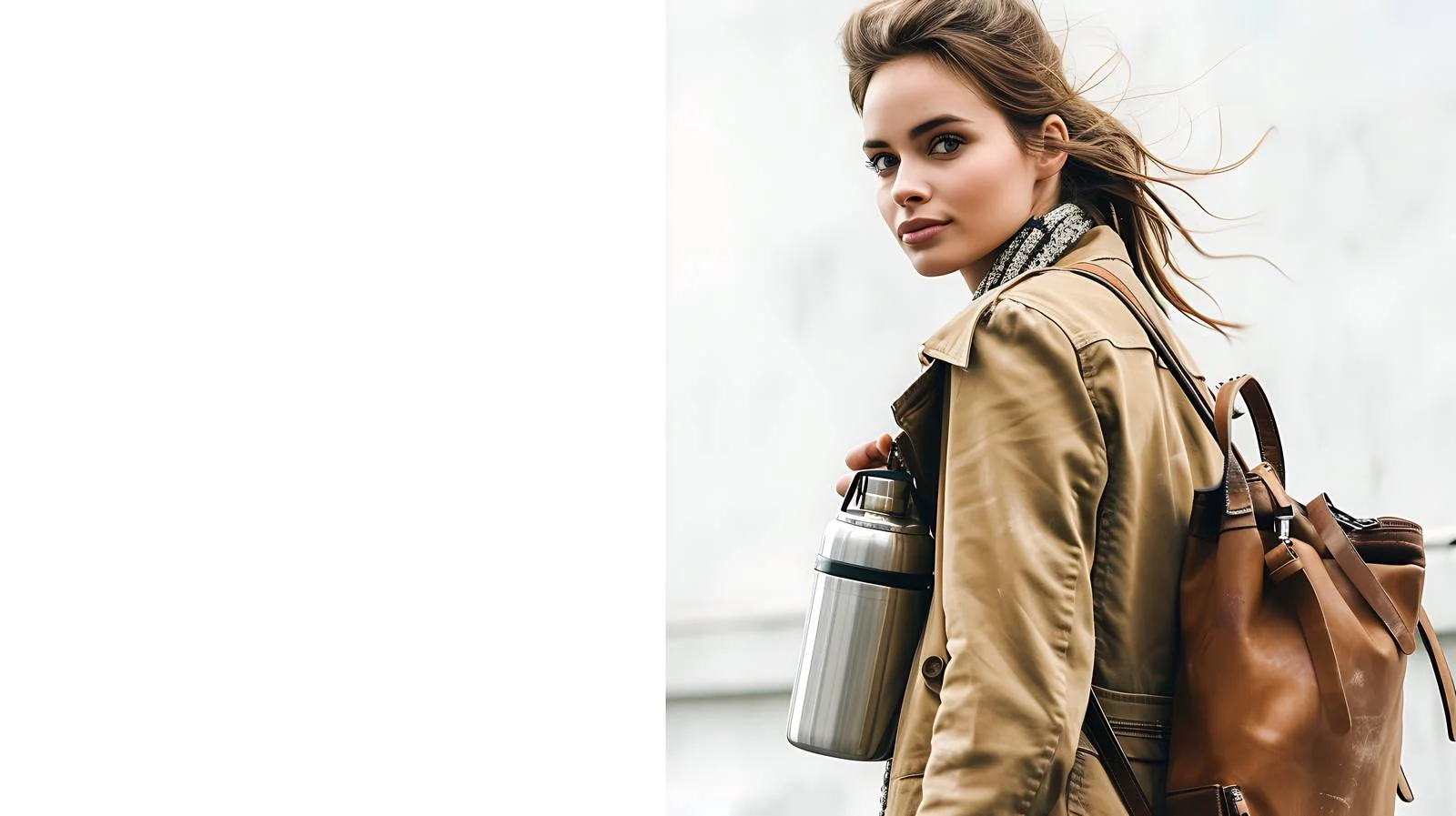 Elegant Woman with Purse and Thermos — free download from Dotvec