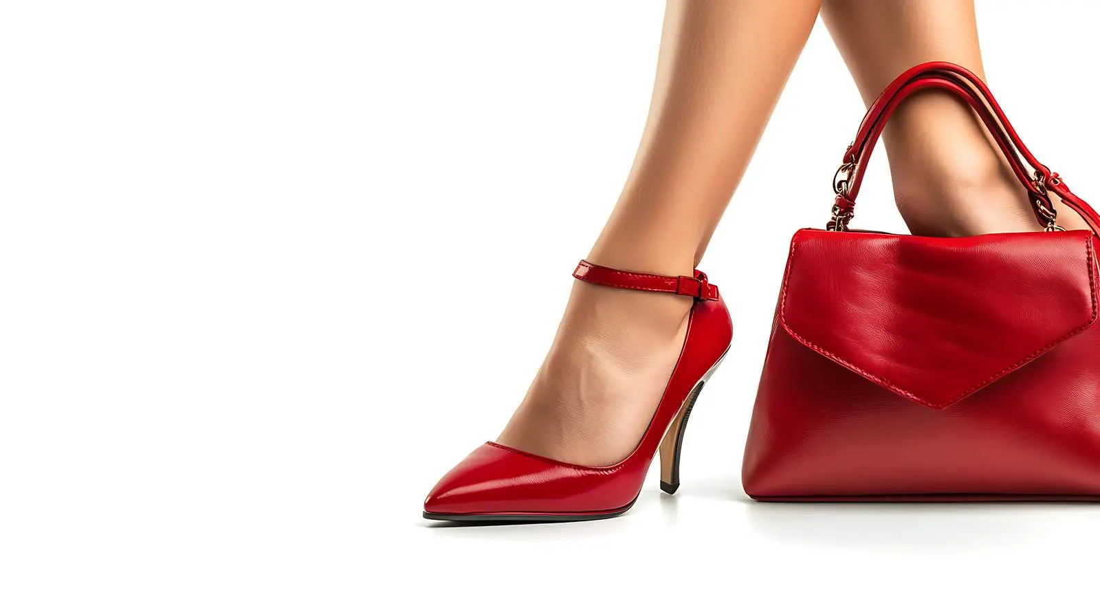 Stylish Woman's Feet in Red Shoes and Mini Bag — free download from Dotvec