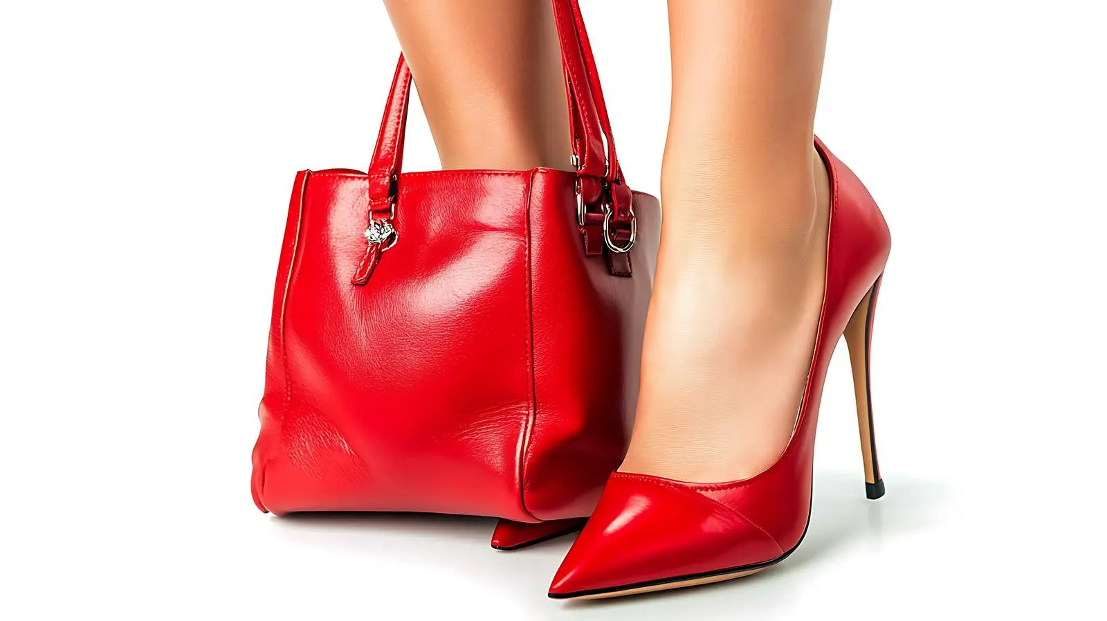 Stylish Woman's Feet in Red Shoes and Mini Bag — free download from Dotvec