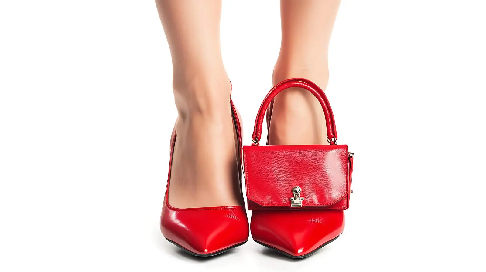 Elegant Woman's Feet in Red Shoes and Bag — free download from Dotvec