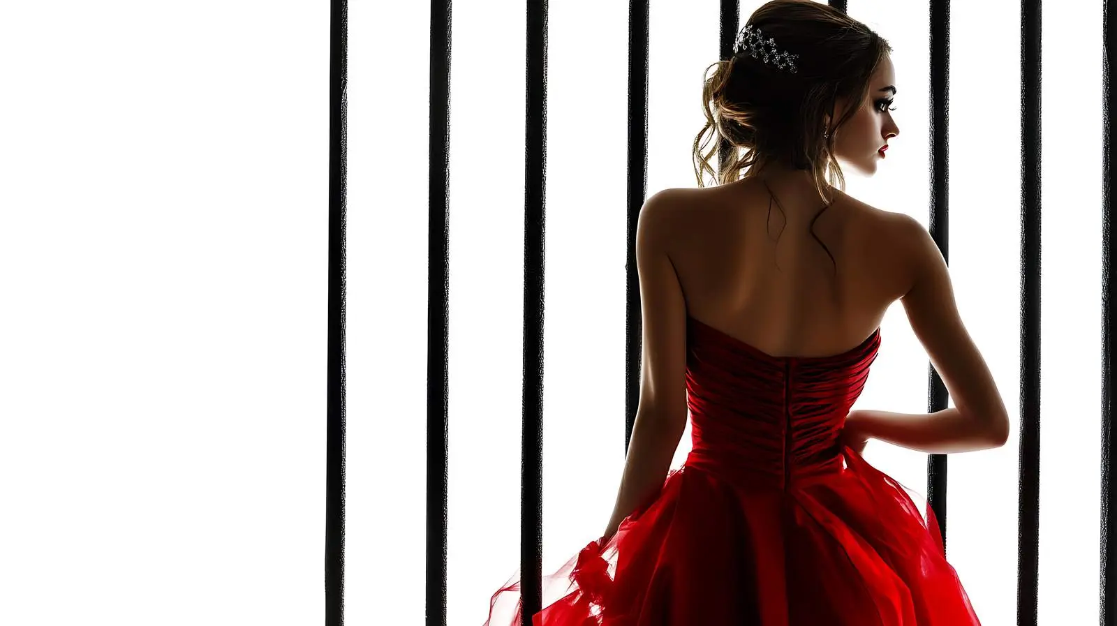 Young Woman in Red Dress in Captivity – free strength image from Dotvec