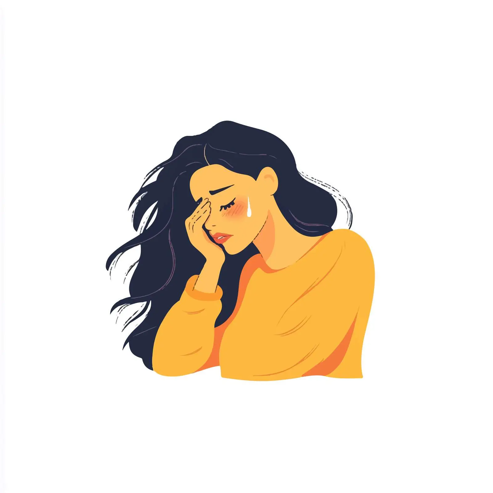 Crying Young Woman Wiping Tears — free download from Dotvec