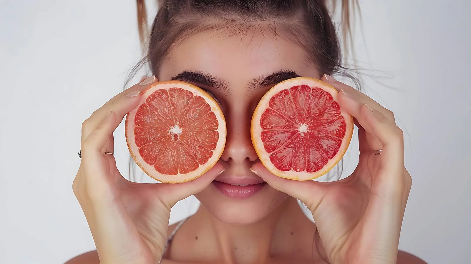Vibrant woman with sliced grapefruit — free download from Dotvec