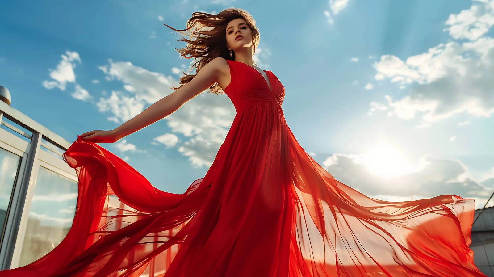 Elegant Red Dress Fashion Pose — free download from Dotvec