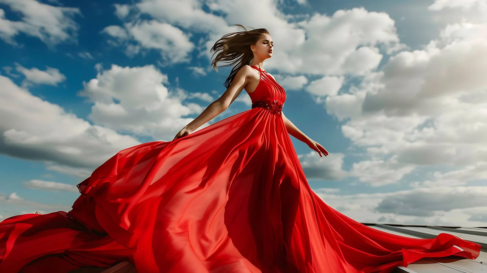 Stylish Red Dress Pose — free download from Dotvec