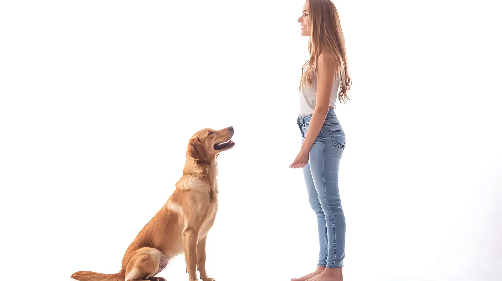 Young Woman in Jeans with Adorable Dog – free training image from Dotvec