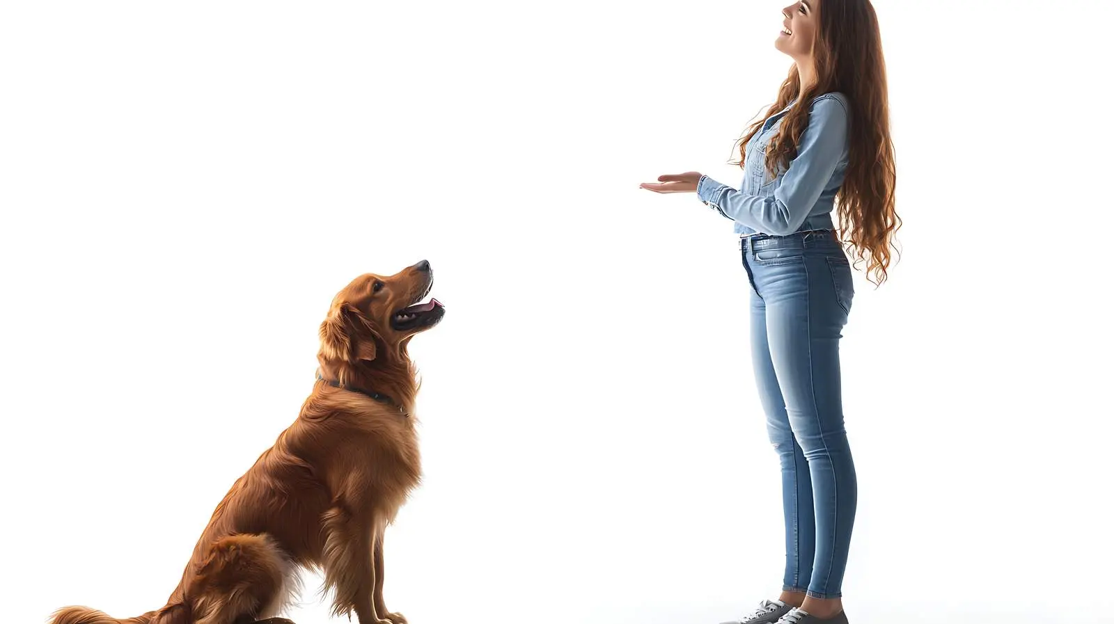 Young Woman in Jeans with Dog — free download from Dotvec