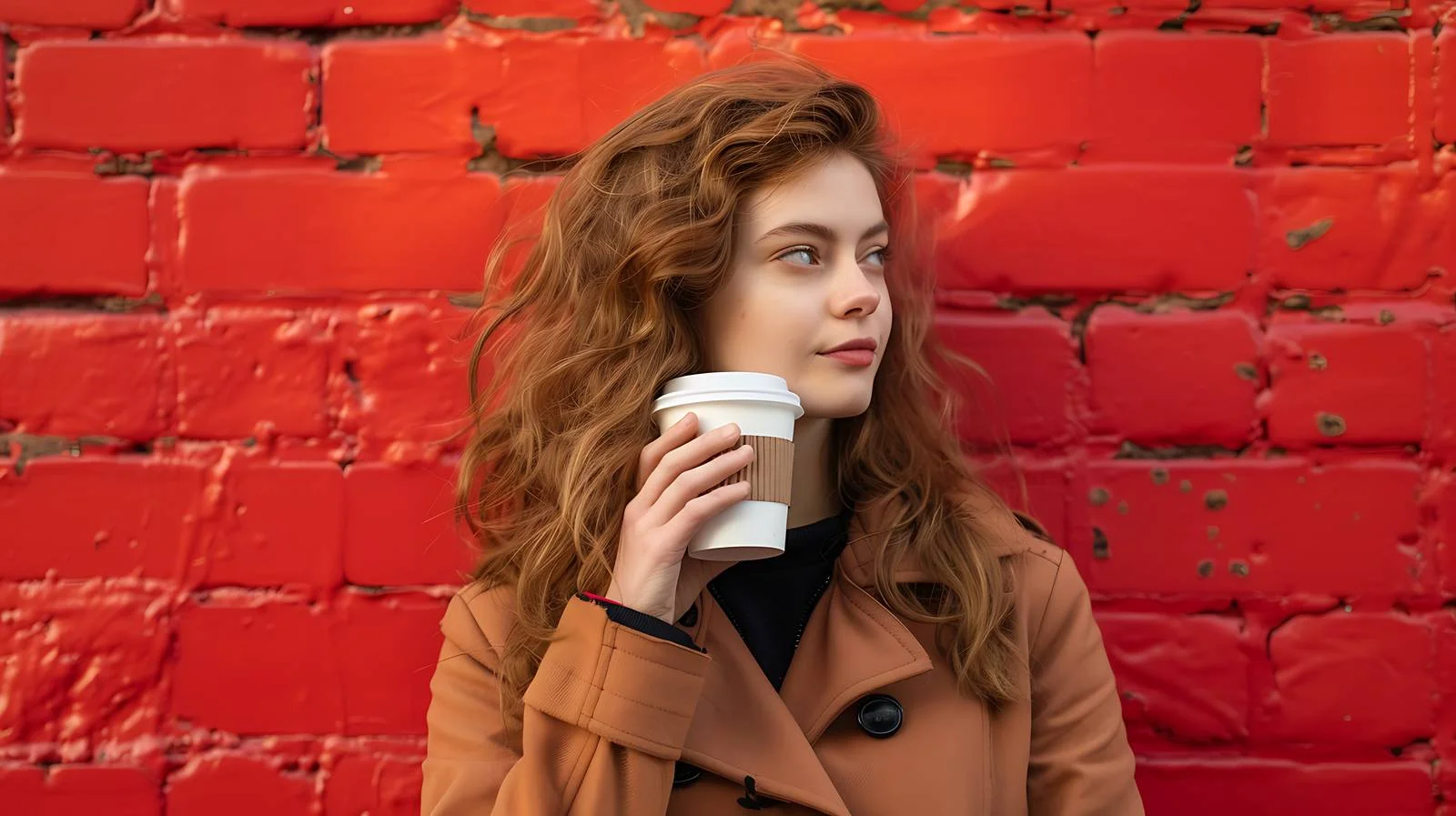 Captivating young lady sipping beverage and gazing — free download from Dotvec