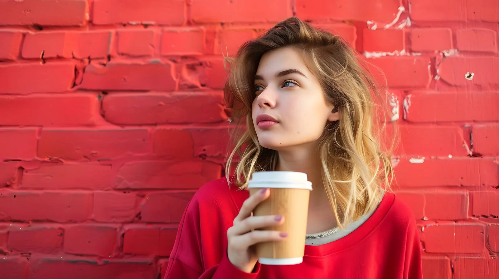 Elegant woman sipping while gazing sideways — free download from Dotvec