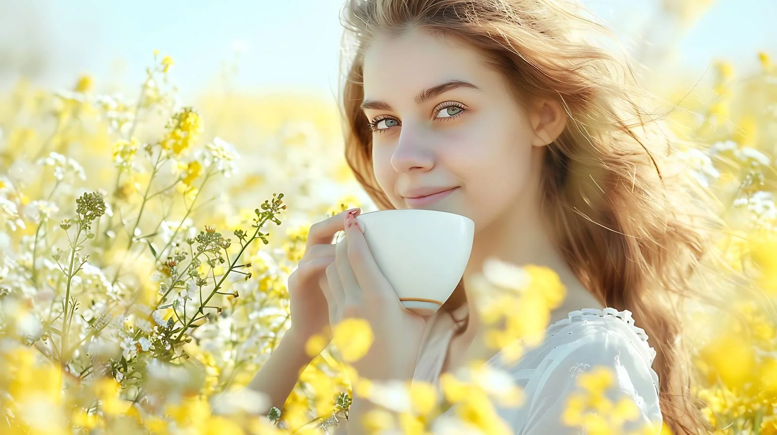 Elegant Young Lady Surrounded by Blossoming Ivy — free download from Dotvec