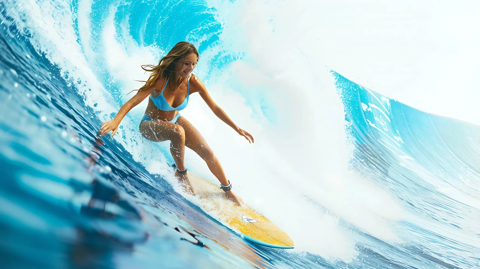 Professional surfing session with young woman — free download from Dotvec