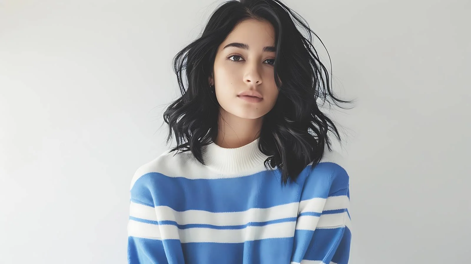 Elegant Young Woman Black Hair Portrait — free download from Dotvec